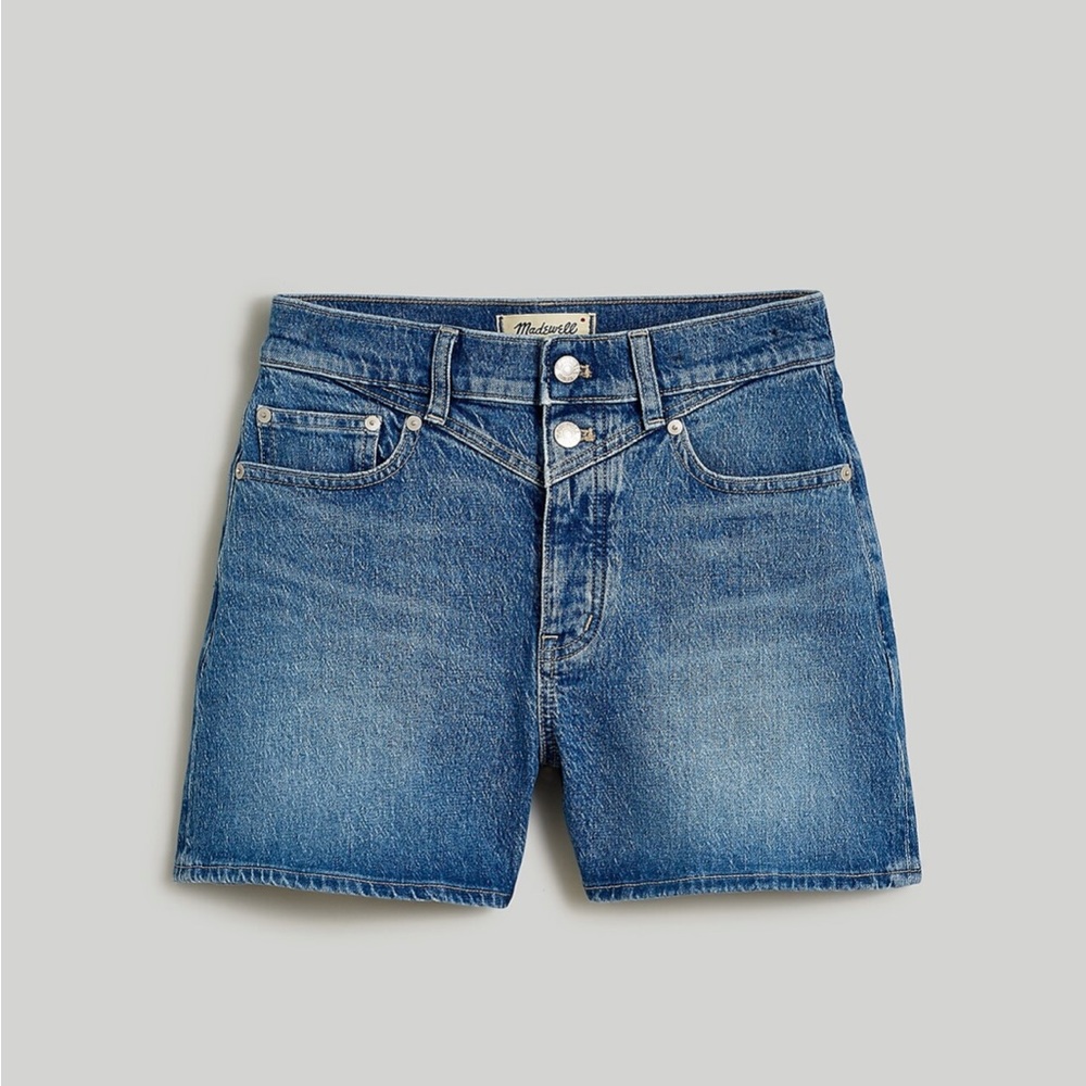 NWT Madewell Mid-Length Momjean Short in Juneau Wash: Yoke Edition